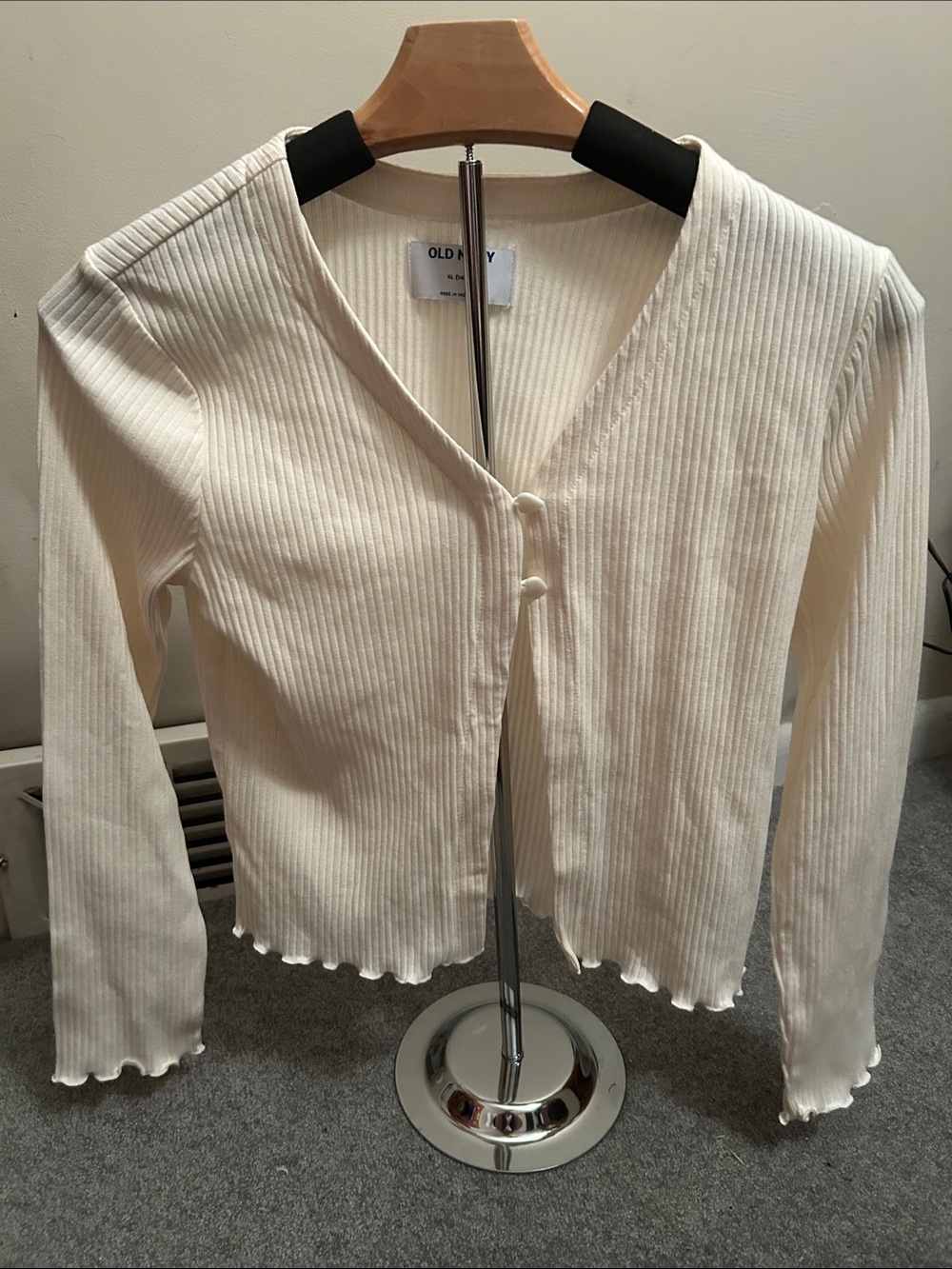 Old Navy Cream Ribbed Button-Front Cardigan